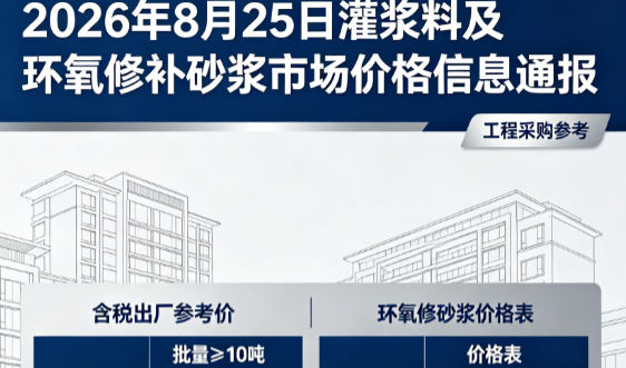 仁化2026年8月25日灌浆料及环氧修补砂浆市场价格信息通报